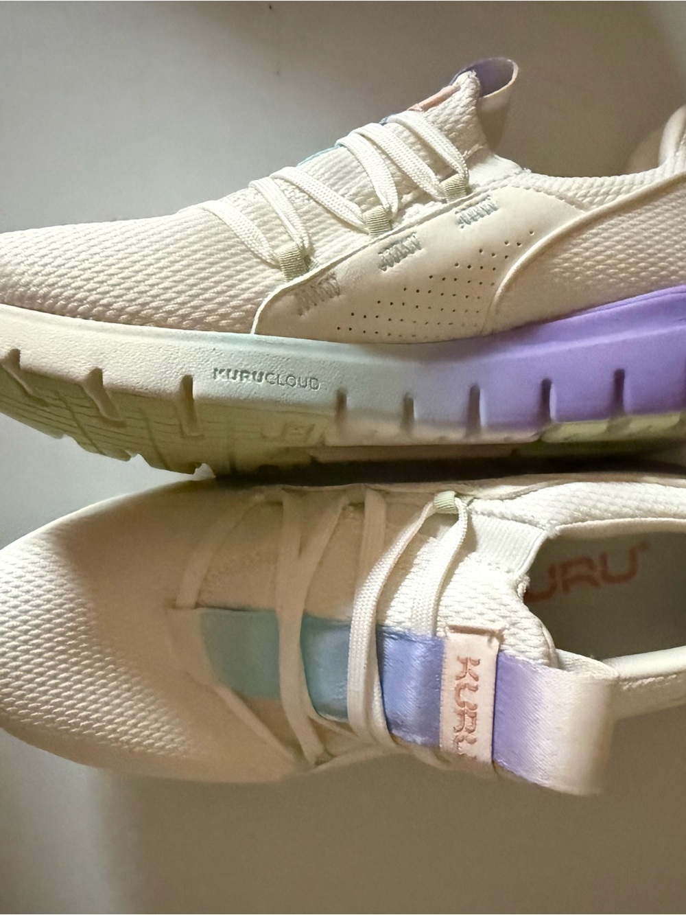 New KURU womens Cream Slip-On Sneakers with Pastel Accent